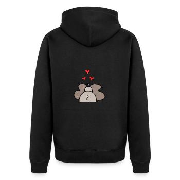 Elefant Herzen rot Herz Geschenk Muttertag - Unisex Premium Bio Zip Hoodie - Schwarz - Hinten - Nico (187cm)