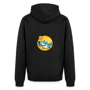 Requin sur la plage se baigne au soleil - Veste à capuche bio Premium Unisexe - noir - Dos - Nico (187cm)