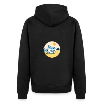 Shark in the sun is in a good mood - Unisex Premium Organic Zip Hoodie - black - Back - Nico (187cm)