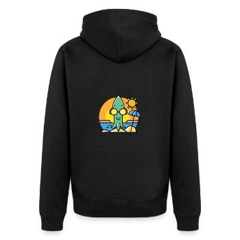 Tintenfisch mit Sonnebrille am Strand - Unisex Premium Bio Zip Hoodie - Schwarz - Hinten - Nico (187cm)