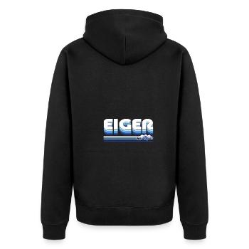 Eiger - Cooles Aplpen Design für Gipfel Fans - Unisex Premium Bio Zip Hoodie - Schwarz - Hinten - Nico (187cm)