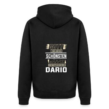 Dario der schönste Mann von Gott geformt Design - Unisex Premium Bio Zip Hoodie - Schwarz - Hinten - Nico (187cm)