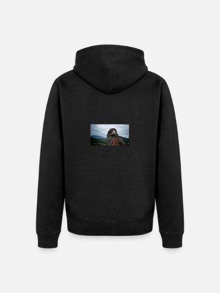 Steinadler auf bergiger Landschaft - Unisex Premium Bio Zip Hoodie - Schwarz