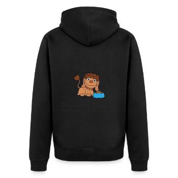 Moppi Hund mit blauen Napf - Unisex Premium Bio Zip Hoodie - Schwarz - Hinten - Nico (187cm)