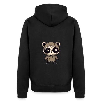 Waschbär Halloween Lustig Zombie - Unisex Premium Bio Zip Hoodie - Schwarz - Hinten - Nico (187cm)