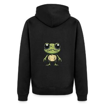 Frog Halloween Funny Zombie - Unisex Premium Organic Zip Hoodie - black - Back - Nico (187cm)