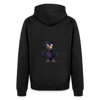 Rabe Vogel Halloween Lustig Zombie - Unisex Premium Bio Zip Hoodie - Schwarz - Hinten - Nico (187cm)