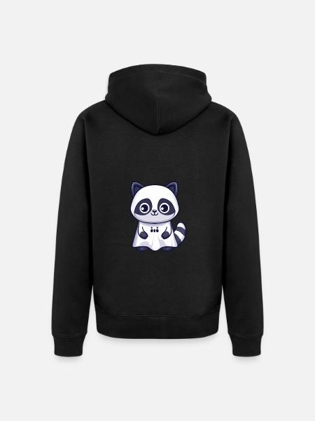Waschbär Halloween Lustig Geist - Unisex Premium Bio Zip Hoodie - Schwarz