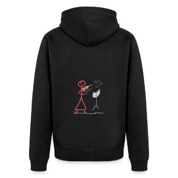 Strichmännchen Geige Musik Frau Instrument - Unisex Premium Bio Zip Hoodie - Schwarz - Hinten - Nico (187cm)