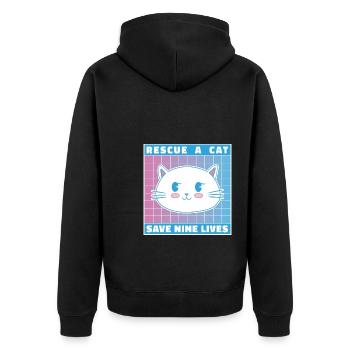 Rescue A Cat Save Nine Lives Cat Owner Animals Kit - Unisex Premium Bio Zip Hoodie - Schwarz - Hinten - Nico (187cm)