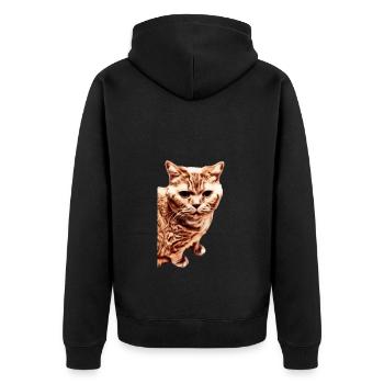 britisch Kurzhaar Katze - Unisex Premium Bio Zip Hoodie - Schwarz - Hinten - Nico (187cm)