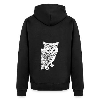 British Shorthair Chat Blanc Chats blancs - Veste à capuche bio Premium Unisexe - noir - Dos - Nico (187cm)