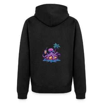 Octopus Summer Holiday - Unisex Premium Organic Zip Hoodie - black - Back - Nico (187cm)