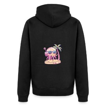 Qualle Sommer Urlaub - Unisex Premium Bio Zip Hoodie - Schwarz - Hinten - Nico (187cm)