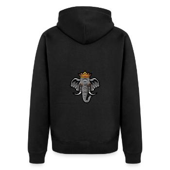 Elephant Head Crown - Unisex Premium Organic Zip Hoodie - black - Back - Nico (187cm)