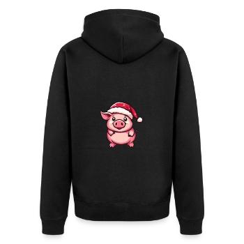 Pig Christmas Cute - Unisex Premium Organic Zip Hoodie - black - Back - Nico (187cm)