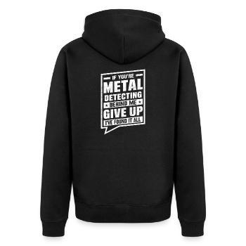 Lustige Männer Metalldetektor Metalldetektion hinter - Unisex Premium Bio Zip Hoodie - Schwarz - Hinten - Nico (187cm)