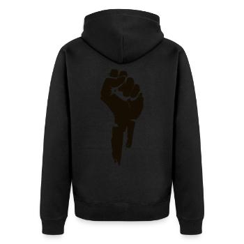 Protest and Revolution. Unite. - Unisex Premium Organic Zip Hoodie - black - Back - Nico (187cm)
