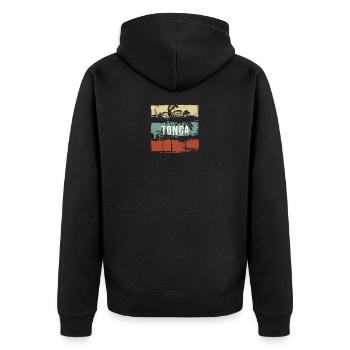 Tonga Polynesia Artistic Vacation Souvenir - Unisex Premium Organic Zip Hoodie - black - Back - Nico (187cm)