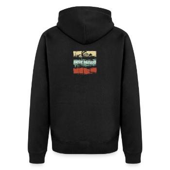 Pacific Palisades Künstlerischer Urlaub in Kalifornien - Unisex Premium Bio Zip Hoodie - Schwarz - Hinten - Nico (187cm)