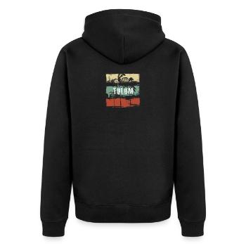 Tulum Mexiko Künstlerisches Urlaubssouvenir Abstrakt - Unisex Premium Bio Zip Hoodie - Schwarz - Hinten - Nico (187cm)