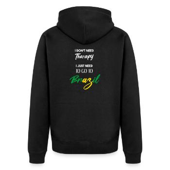 Brasilien lustig Geschenkidee Therapie witzig - Unisex Premium Bio Zip Hoodie - Schwarz - Hinten - Nico (187cm)