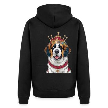 Süßer und lustiger Bernhardiner Cartoon Hund - Unisex Premium Bio Zip Hoodie - Schwarz - Hinten - Nico (187cm)