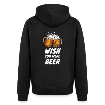 2 Bier-cooler JGA Spruch - Unisex Premium Bio Zip Hoodie - Schwarz - Hinten - Nico (187cm)