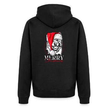 Père Noël américain Akita joyeux Noël chien Wilsigns - Veste à capuche bio Premium Unisexe - noir - Dos - Nico (187cm)