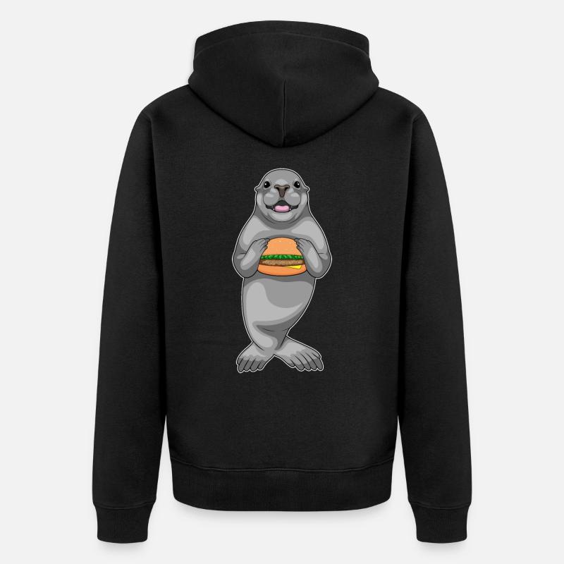 Hamburger au phoque - Veste à capuche bio Premium Unisexe - noir