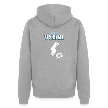 Federball Oster Outfit Ostergeschenk Federballer - Unisex Premium Bio Zip Hoodie - Grau meliert - Hinten - Nico (187cm)
