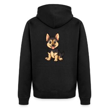 Schäferhund Hund Niedlich - Unisex Premium Bio Zip Hoodie - Schwarz - Hinten - Nico (187cm)