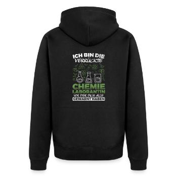 Die Verrückte Chemie Laborantin Chemiker Chemie - Unisex Premium Bio Zip Hoodie - Schwarz - Hinten - Nico (187cm)