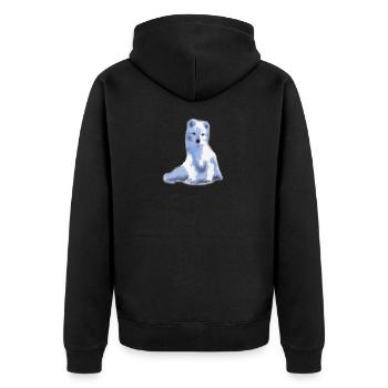 arctic foxy / Arktisfuchs - Unisex Premium Bio Zip Hoodie - Schwarz - Hinten - Nico (187cm)