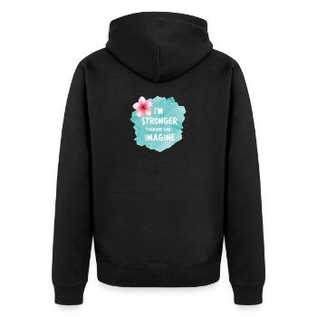 I’m Stronger Than You Can Imagine – Aquarell - Unisex Premium Bio Zip Hoodie - Schwarz - Hinten - Nico (187cm)