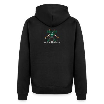 Humour RUGBY 15 VERT - Veste à capuche bio Premium Unisexe - noir - Dos - Nico (187cm)