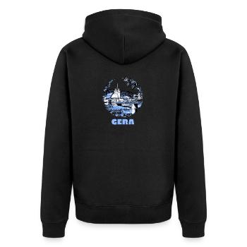 Ostthüringen Merch - Gera-Untermhaus - Unisex Premium Bio Zip Hoodie - Schwarz - Hinten - Nico (187cm)