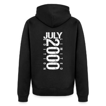 Juli 2000 Juli Geburtstagsgeschenk Juli 2000 - Unisex Premium Bio Zip Hoodie - Schwarz - Hinten - Nico (187cm)
