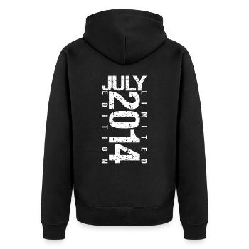 Juli 2014 Juli Geburtstagsgeschenk Juli 2014 - Unisex Premium Bio Zip Hoodie - Schwarz - Hinten - Nico (187cm)
