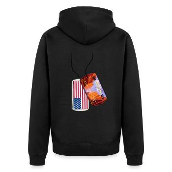 Erkennungsmarke ARIZONA Grand Canyon USA - Unisex Premium Bio Zip Hoodie - Schwarz - Hinten - Nico (187cm)