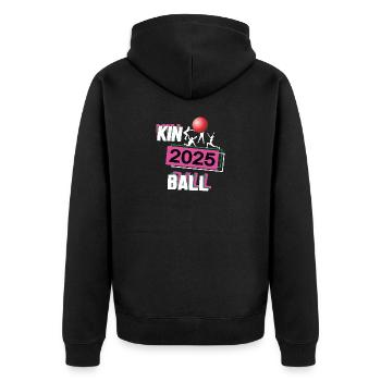 Kinball 2025 Kinballerin Kinballspielerin Kin-Ball - Unisex Premium Bio Zip Hoodie - Schwarz - Hinten - Nico (187cm)