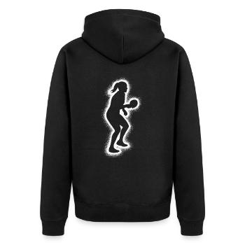 Tischtennis Spieler Damen Tischtennisspieler - Unisex Premium Bio Zip Hoodie - Schwarz - Hinten - Nico (187cm)