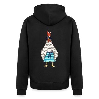 Lustiger Hahn Hühner und Huhn Design Chef im Stall - Unisex Premium Bio Zip Hoodie - Schwarz - Hinten - Nico (187cm)