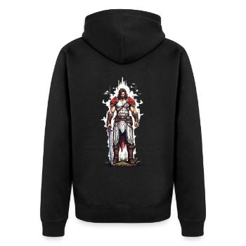 Retro Gaming Pixel Kunst Arcade Videogame Design - Unisex Premium Bio Zip Hoodie - Schwarz - Hinten - Nico (187cm)
