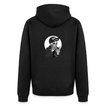 Bis zum letzten Atemzug. Smoke Skull - Unisex Premium Bio Zip Hoodie - Schwarz - Hinten - Nico (187cm)