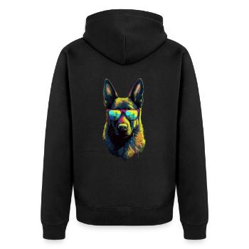 Deutscher Schäferhund Hund Hunderasse - Unisex Premium Bio Zip Hoodie - Schwarz - Hinten - Nico (187cm)