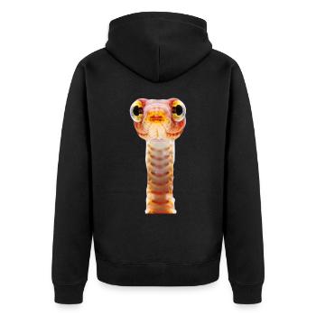 Wurm - Unisex Premium Bio Zip Hoodie - Schwarz - Hinten - Nico (187cm)