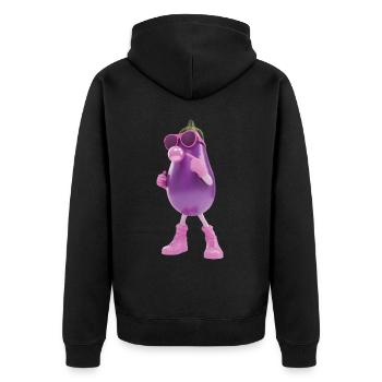 Aubergine - Unisex Premium Bio Zip Hoodie - Schwarz - Hinten - Nico (187cm)
