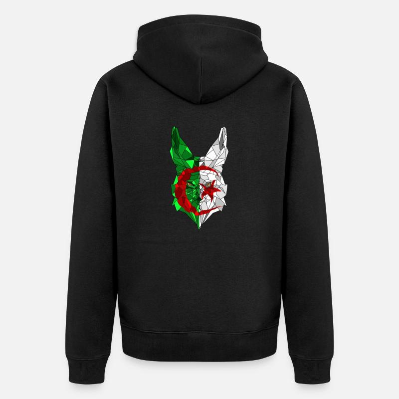 Fennec et drapeau de l'Algérie en polysphère 3 - Veste à capuche bio Premium Unisexe - noir