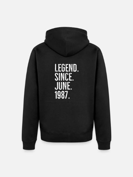 Legend Since June 1987 - Unisex Premium Organic Zip Hoodie - black